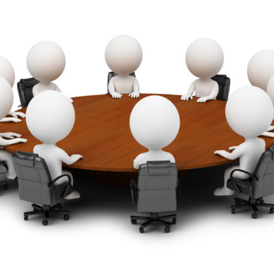 3d small people - session behind a round table. 3d image. Transparent high resolution PSD with shadows. Alpha channel.